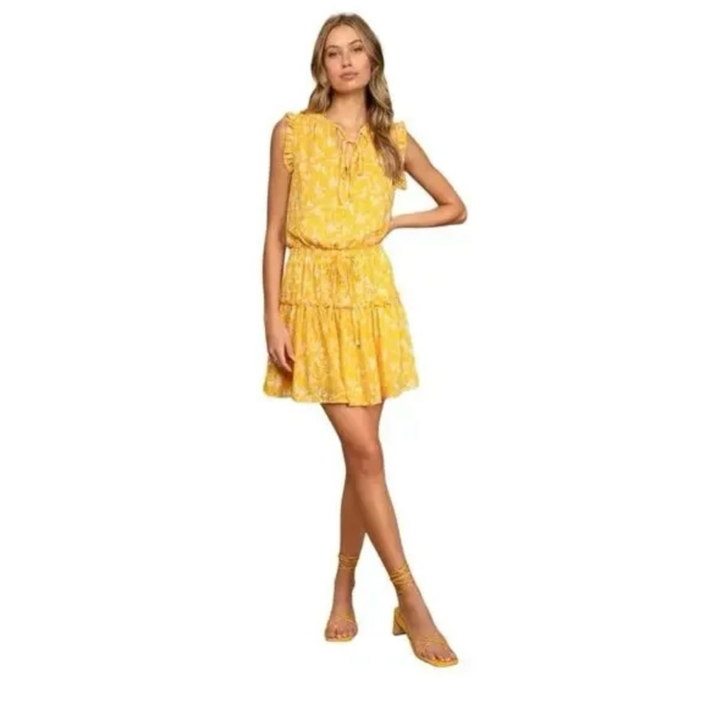 NWT, Pinch Tiered Ruffle Floral Blouse Cap Sleeve Elastic Waist, Sz M - Picture 2 of 15